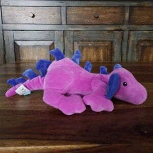 Manhattan Toy Company Purple Dragon Plush Hester Blue Velour Stuffed Animal 15”